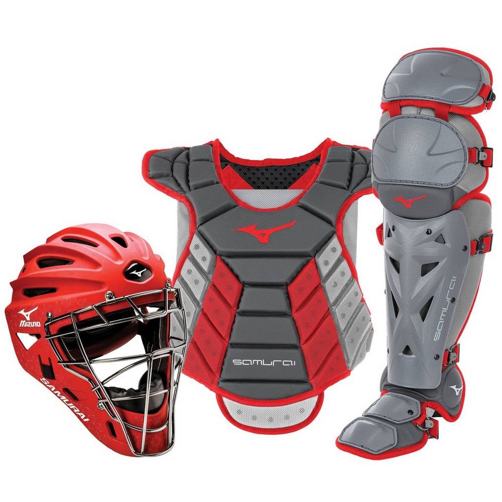 Womens Mizuno Samurai Boxed (13-14") Catchers Gear Set Grey/Red Philippines (WKNJRT936)